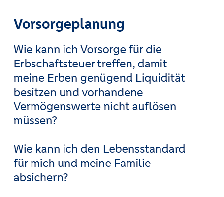 Vorsorgeplanung Vorsorgeplanung